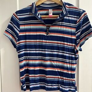 No Boundaries Multicolor Striped Zip-Up Top